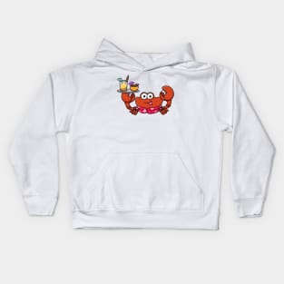 Crab Serving Drinks Kids Hoodie